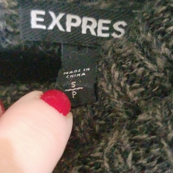 Express Y2K Crochet Academia Casual green wool blend cowl neck sweater - Picture 4 of 6